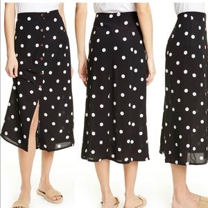 Free People Black and White Polka Dot Midi Skirt